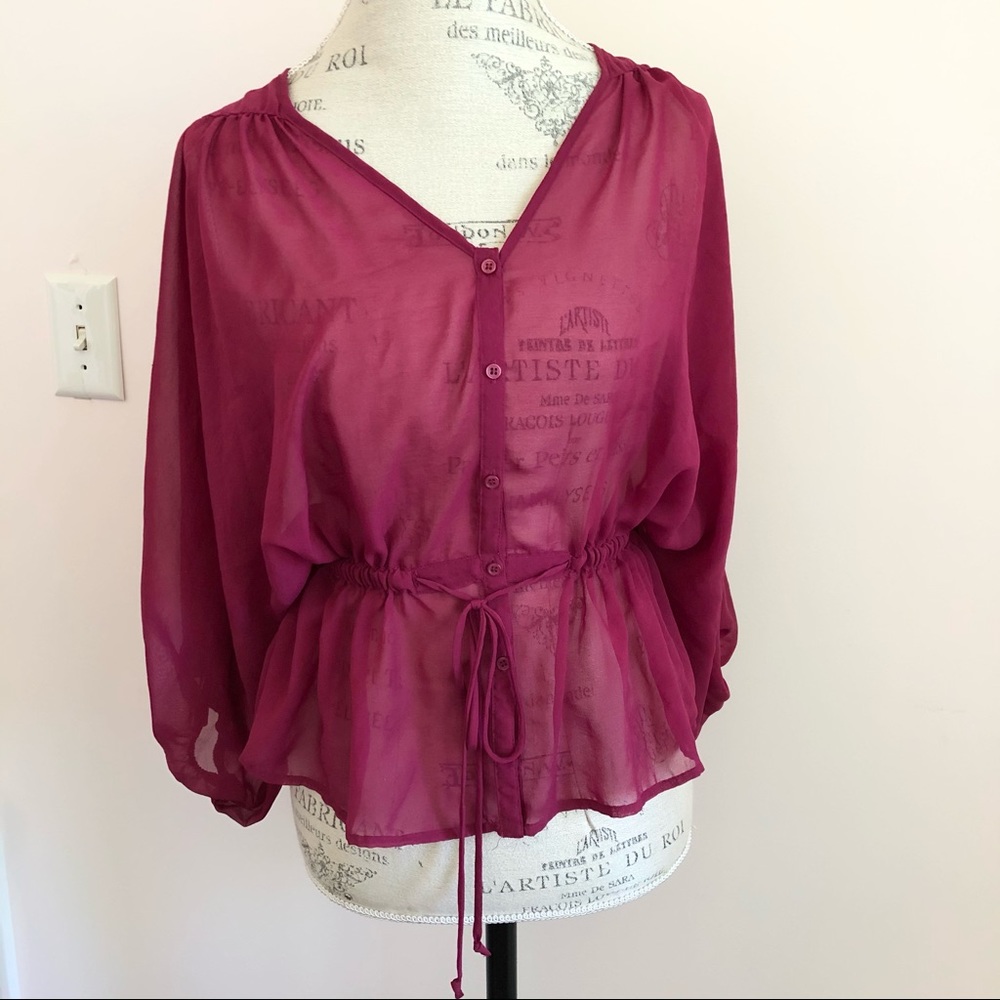 H&M Burgundy Batwing Blouse